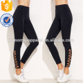 Leggings noir d&#39;ourlet de treillis OEM / ODM fabrication en gros de mode femmes vêtements (TA7001L)